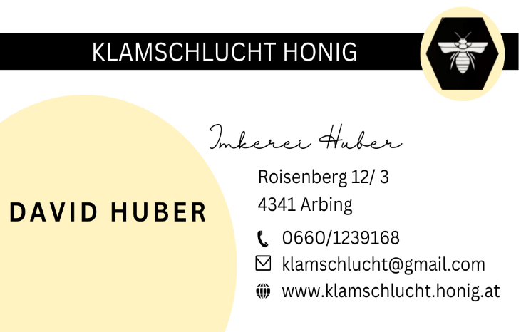Visitenkarte Klamschlucht Honig